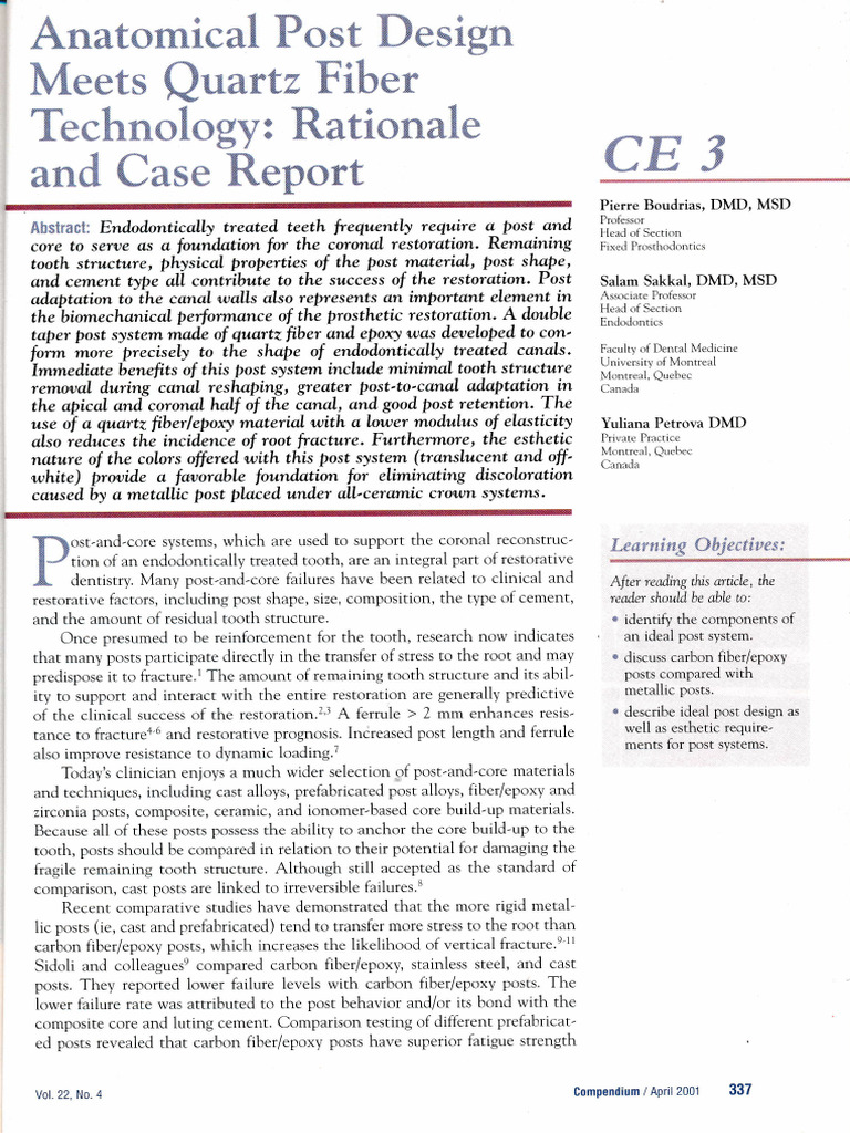 Anatomical Post Design Meets Quartz Fiber Technology Rationale and Case ...