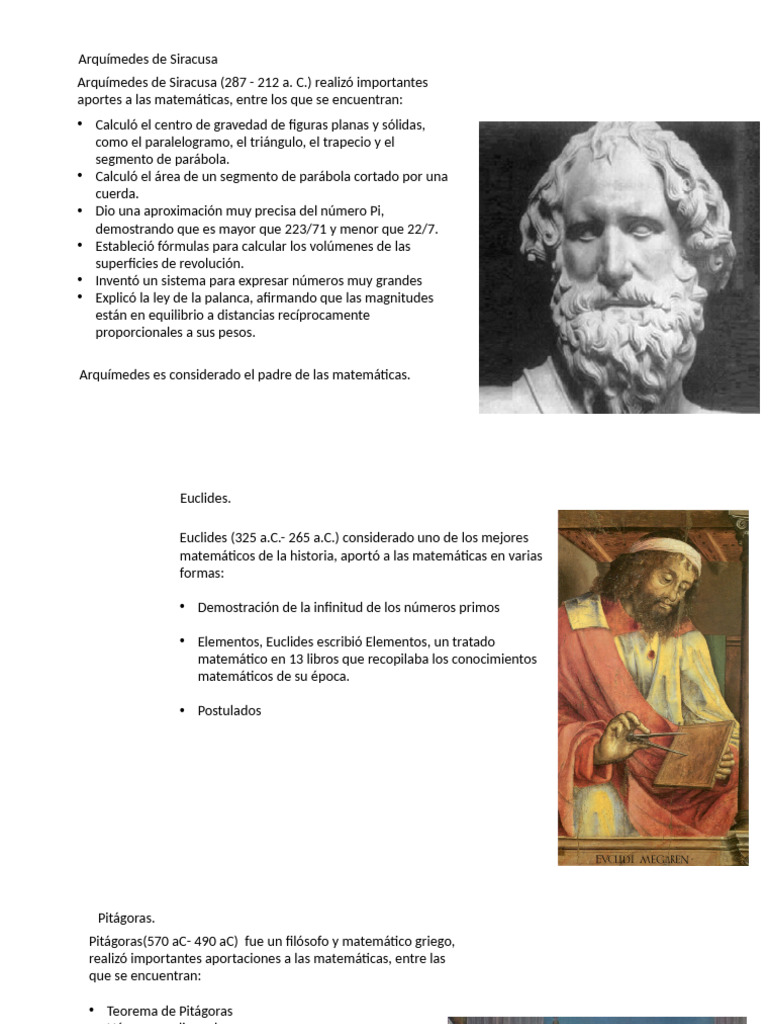 Matematicos Mas Importantes de La Historia Cesar Yain 2 C | PDF ...