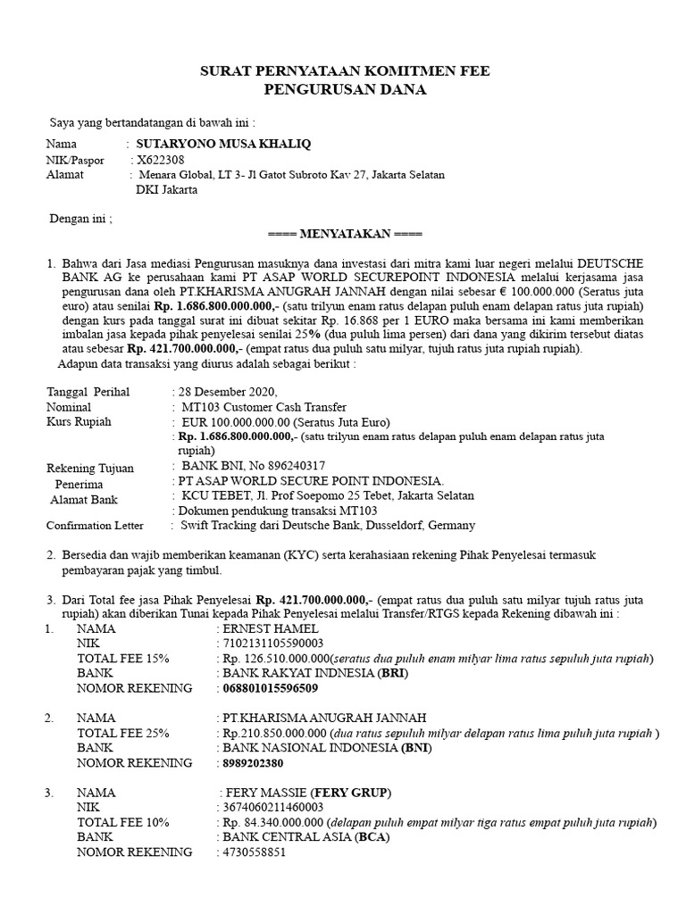 CONTOH Komitment Fee | PDF