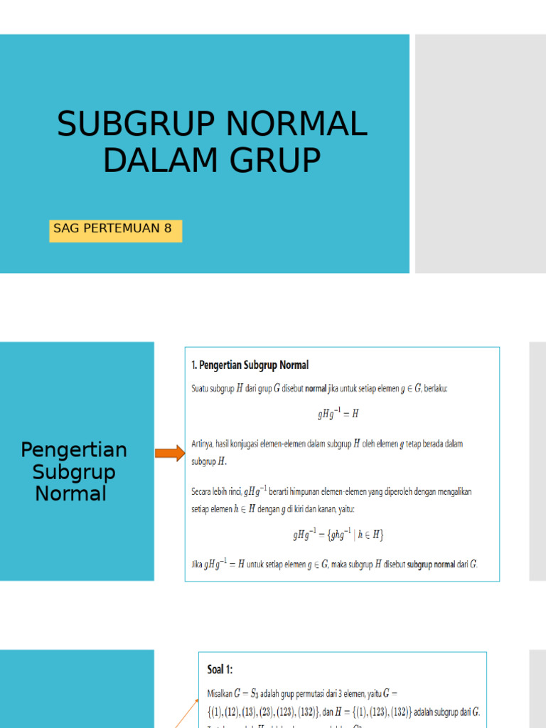 Bahan Diskusi Pertemuan 8 Sag - Subgrup Normal Dalam Grup | PDF