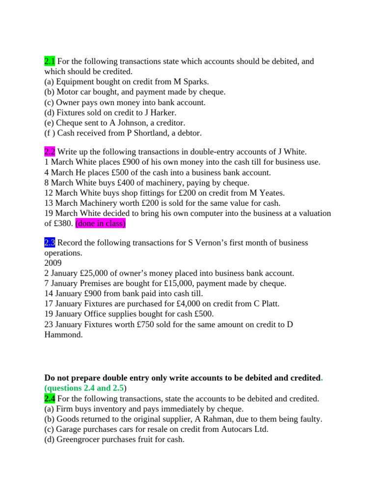 Double-Entry Bookkeeping Transactions Guide | PDF | Credit Card | Cheque