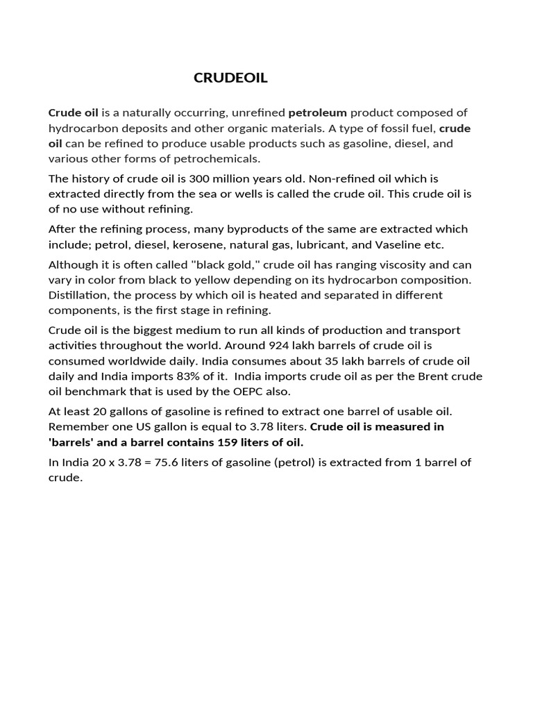 CRUDEOIL | PDF | West Texas Intermediate | Petroleum