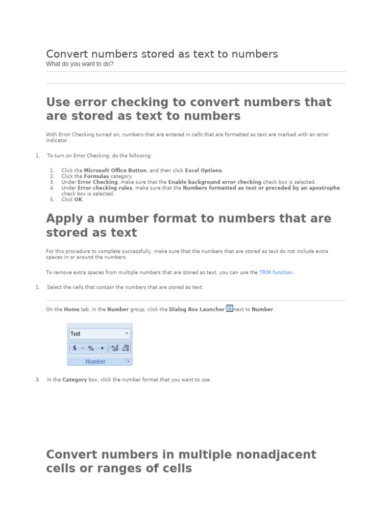 1- Convert numbers stored as text to numbers | PDF | Microsoft Excel ...