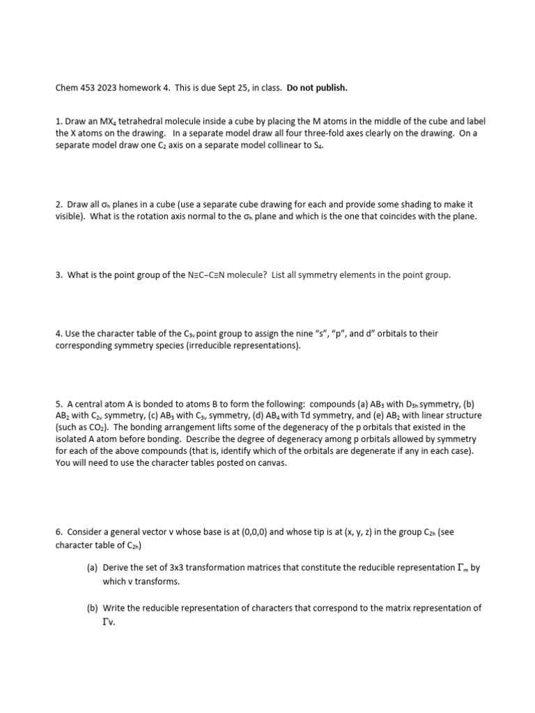 Isomers and Symmetry in Chem 453 | PDF | Molecular Orbital | Isomer