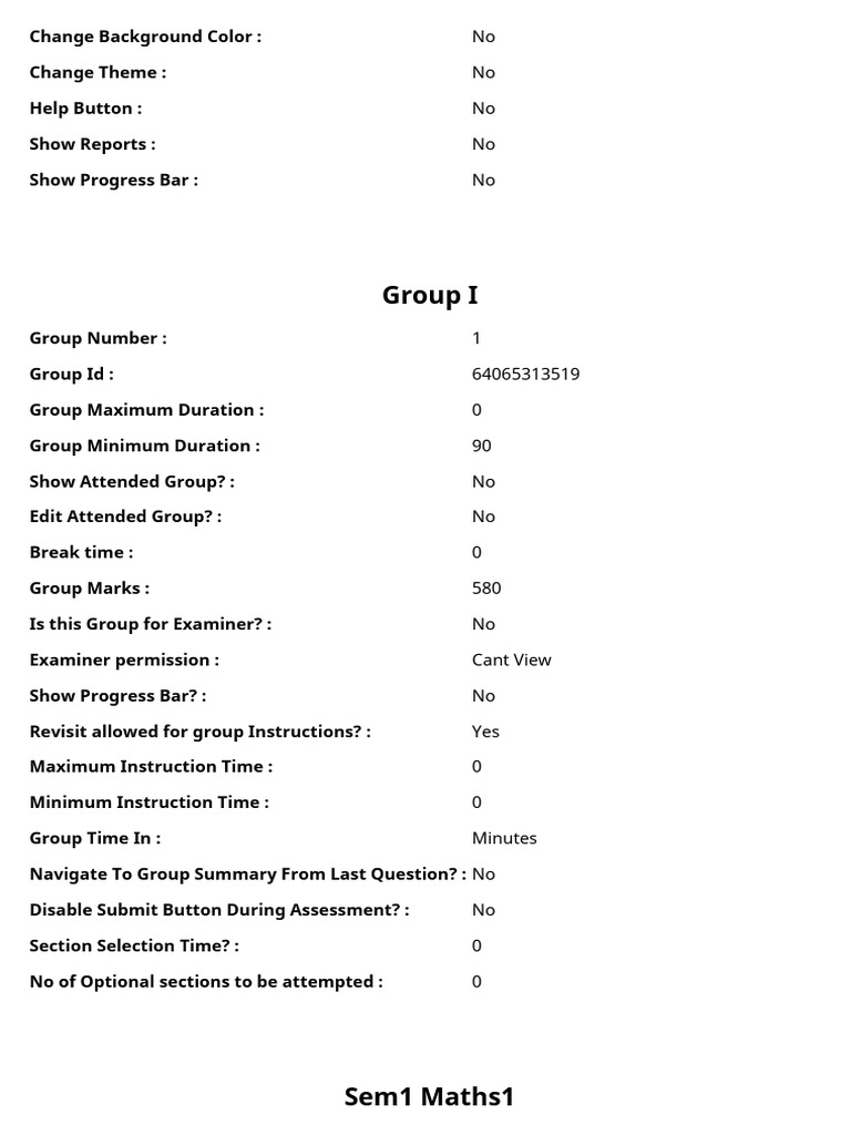 Semester 1 Mathematics Exam Paper | PDF | Multiple Choice | Graph Theory