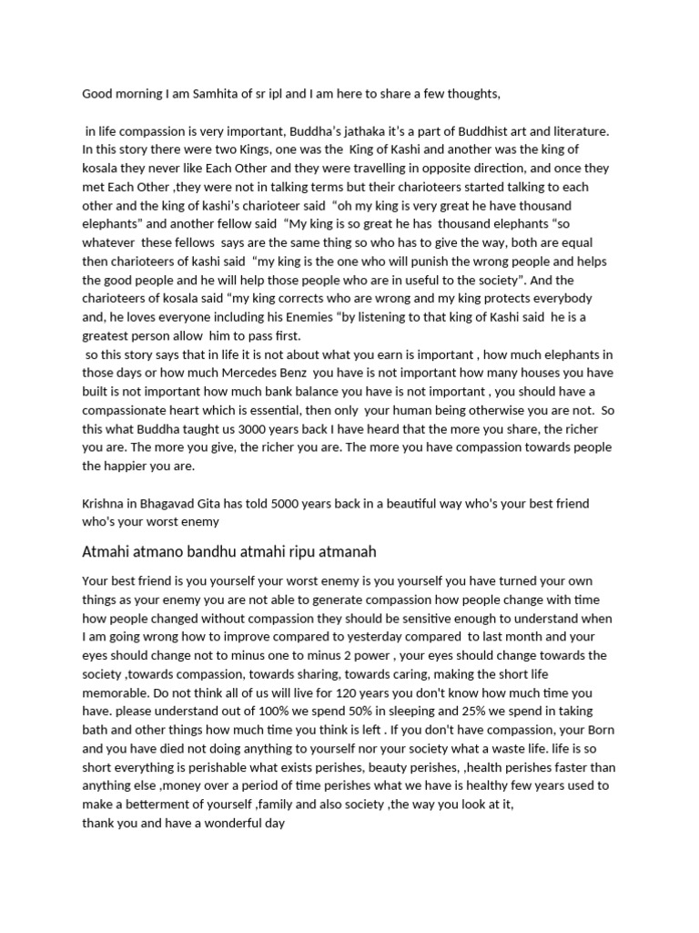 Morning Assembly Speech Pdf