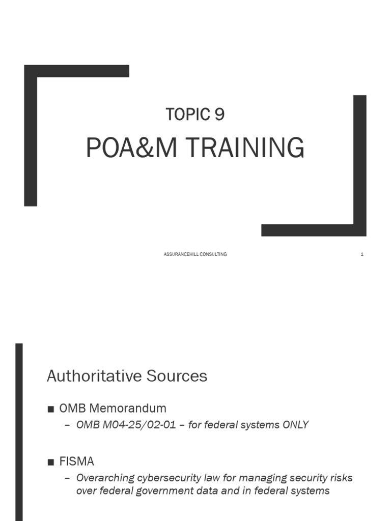 DECK 9 POA&M Training | PDF