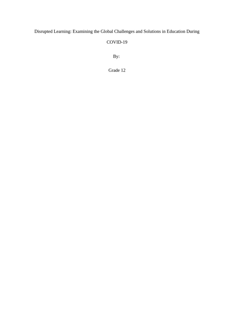 COVID-19's Impact on Global Education | PDF | Educational Technology ...