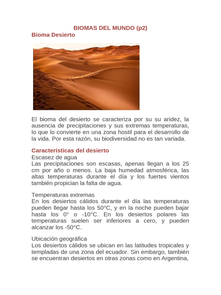 Características de Biomas del Mundo | PDF | Desierto | Ciencias de la ...