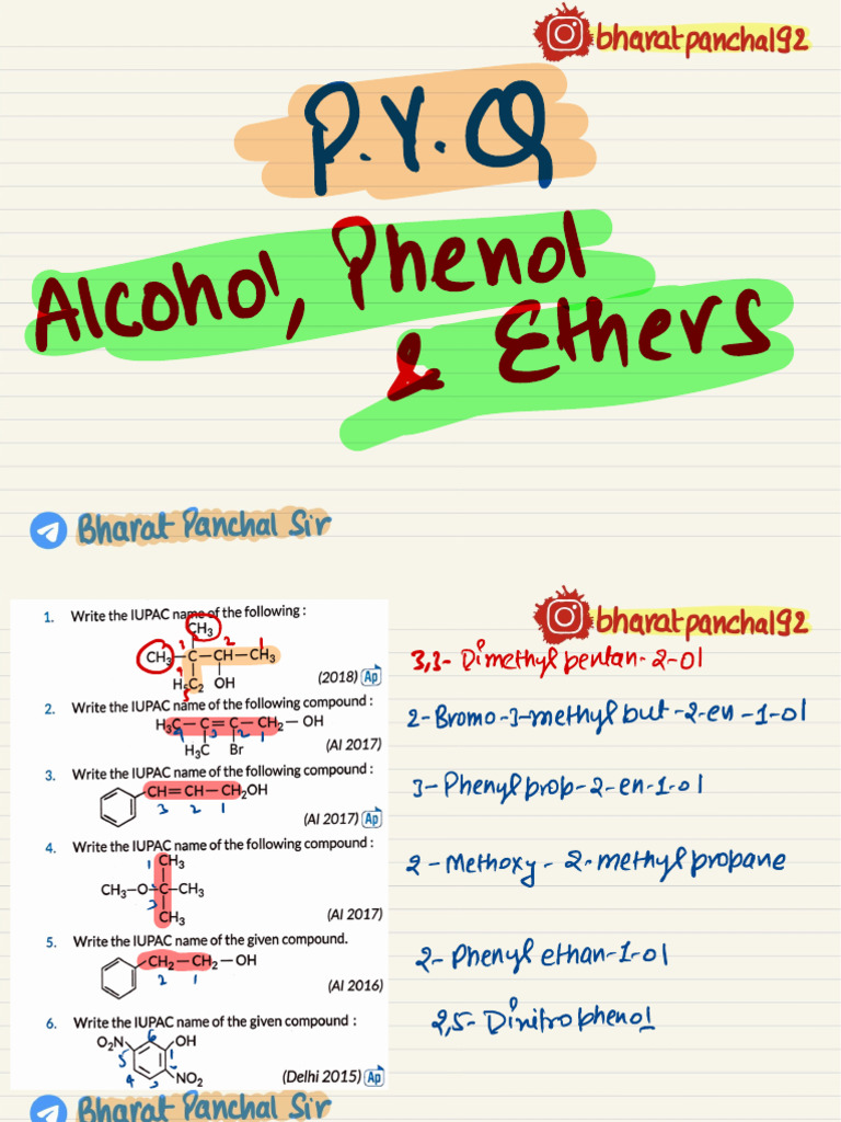 Alcohol Phenol and Ethers | PDF | Organic Compounds | Chemical Compounds