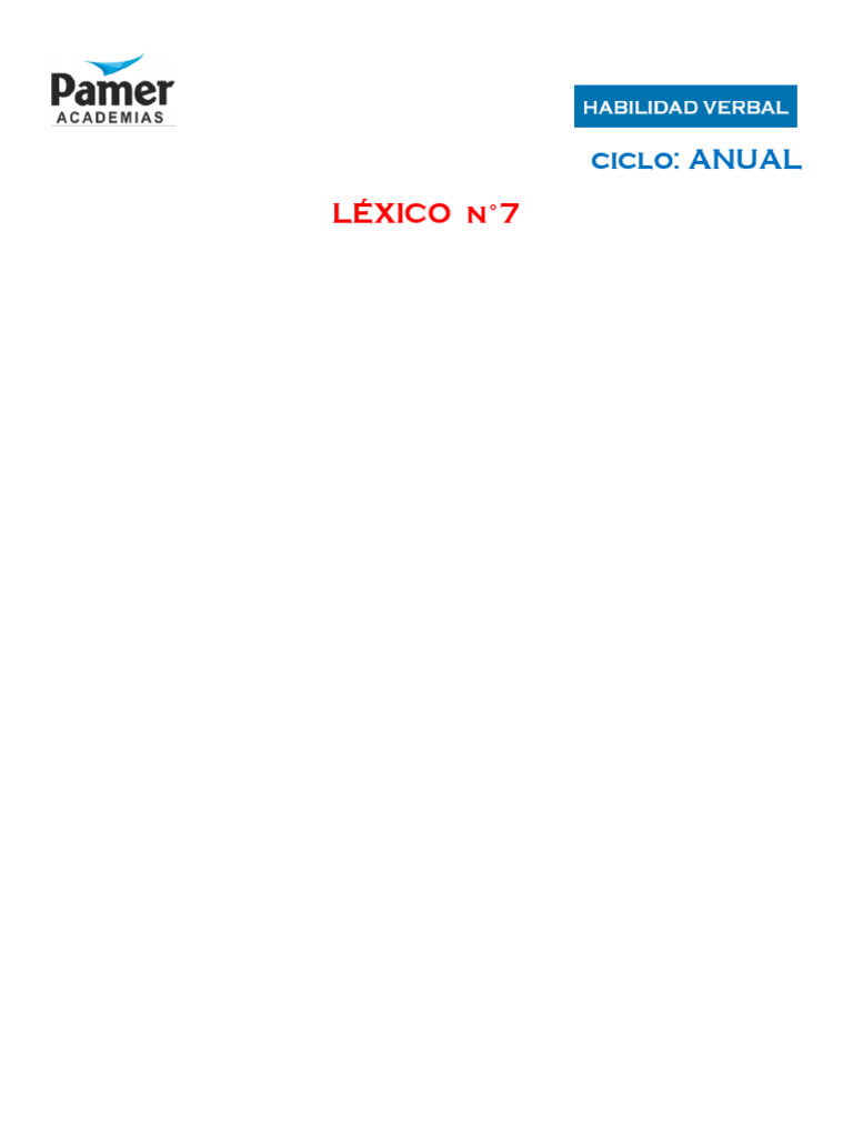 Pamer (Anual) - Léxico #7 PDF | PDF