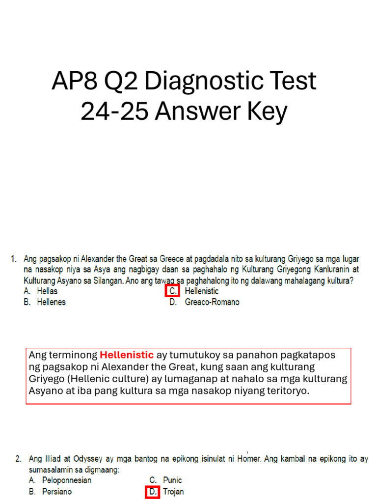AP8 Diagnostic Test Reviewer Answer Key | PDF
