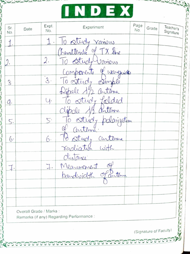 Physics Practical File Index | PDF