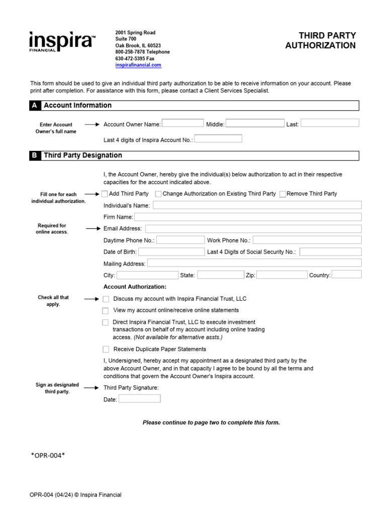 Third Party Authorization Form | PDF | Expense | Private Law