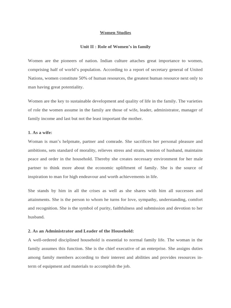 Women Studies Unit II Notes | PDF | Maternal Death | Women's Rights