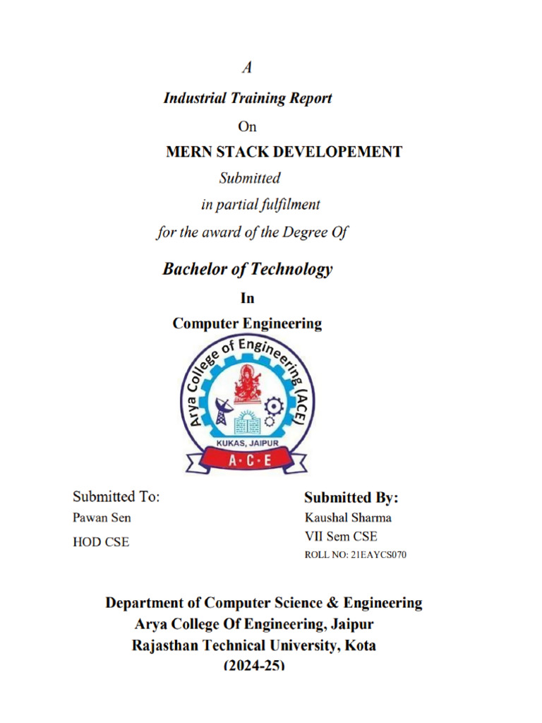 MERN Stack Development Training Report | PDF | Web Development | Web ...