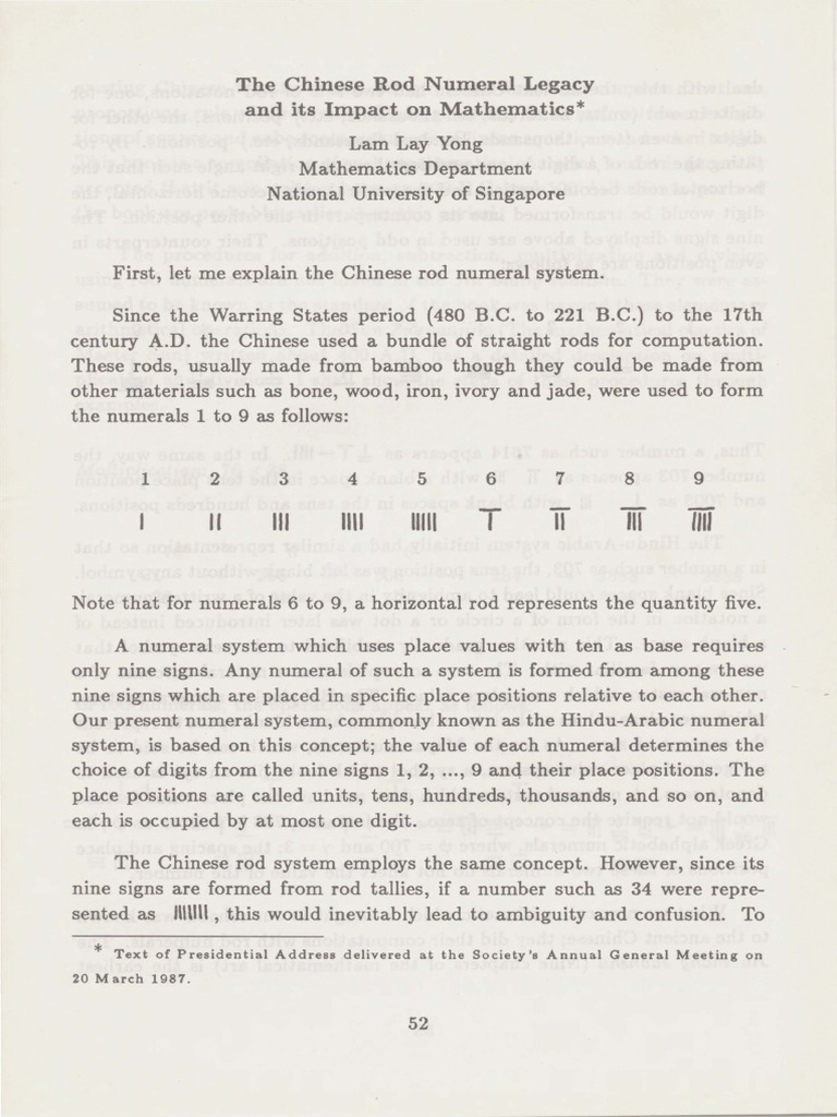 Chinese Rod Numerals in Mathematics | PDF | Multiplication | Mathematics