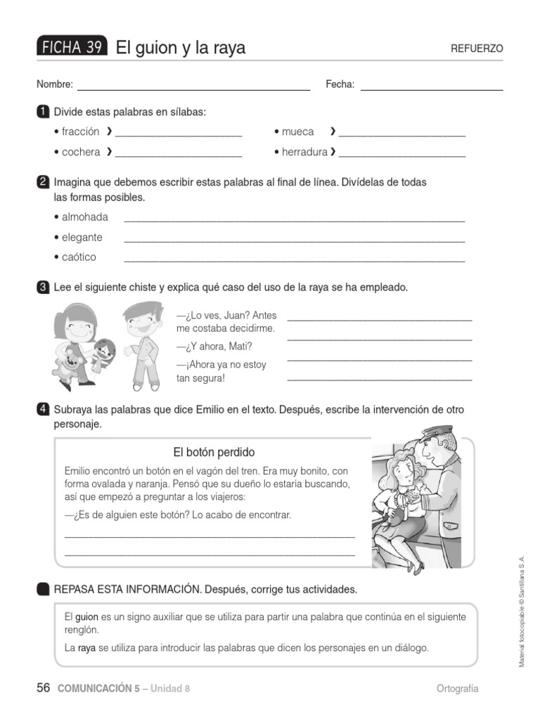 Ejercicios sobre el guion y la raya | PDF