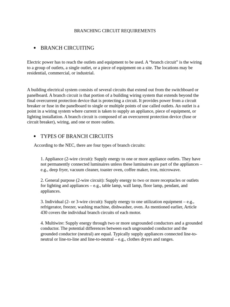 Branching Circuit Requirements | PDF | Electrical Wiring | Fuse ...