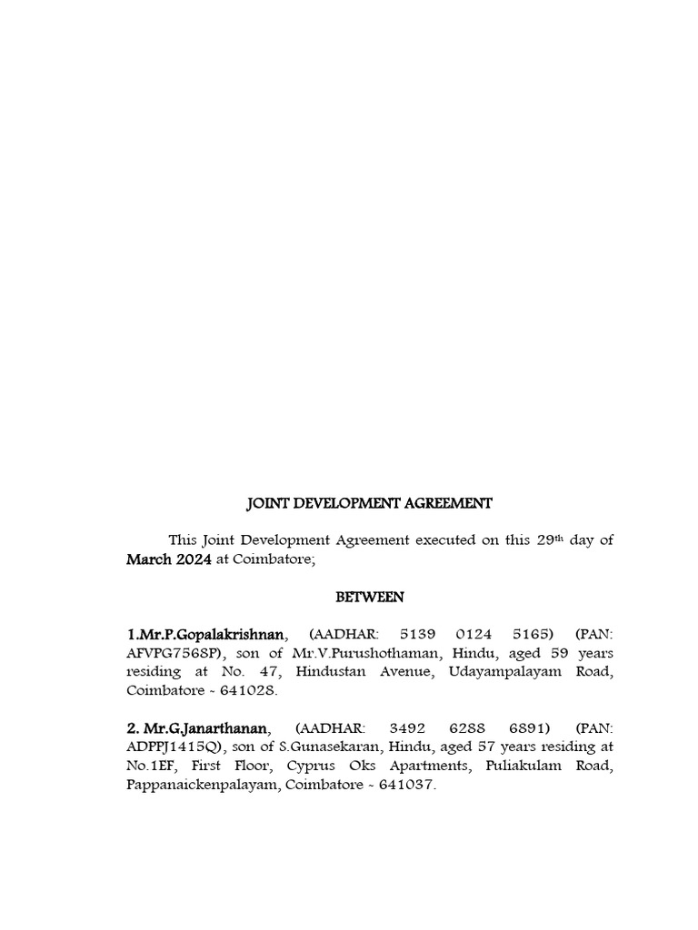 Joint Development Agreement Overview | PDF | Taxes | Indemnity