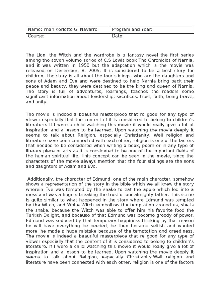 Narnia Pdf The Chronicles Of Narnia