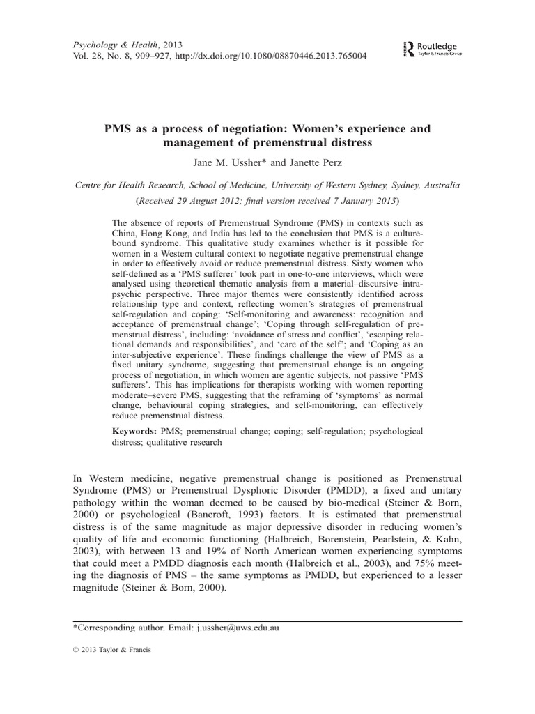 Women's Coping Strategies for PMS | PDF | Premenstrual Syndrome ...