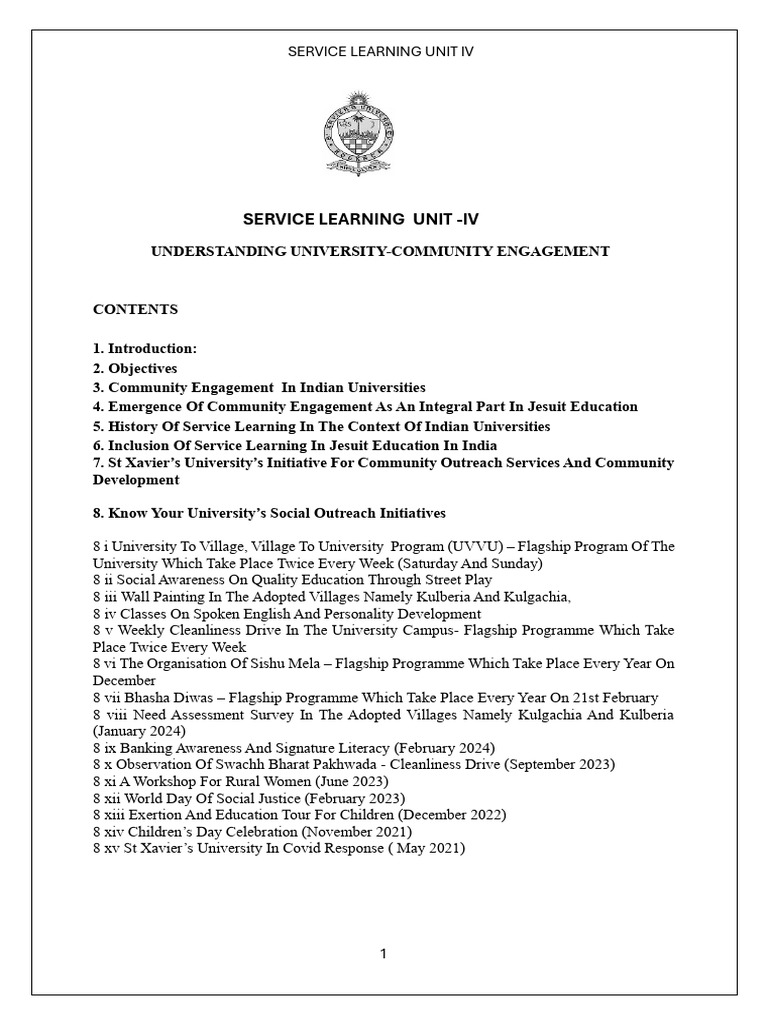University-Community Engagement in India | PDF | Service Learning ...