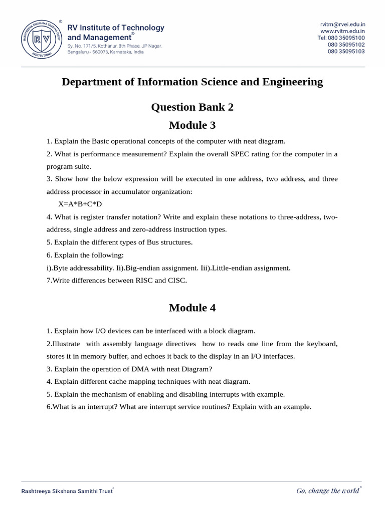 Computer Architecture Question Bank | PDF