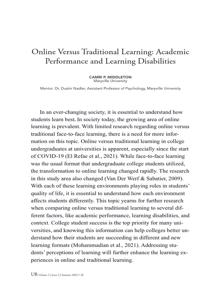 Online vs. Traditional Learning Impact | PDF | Learning | Learning ...