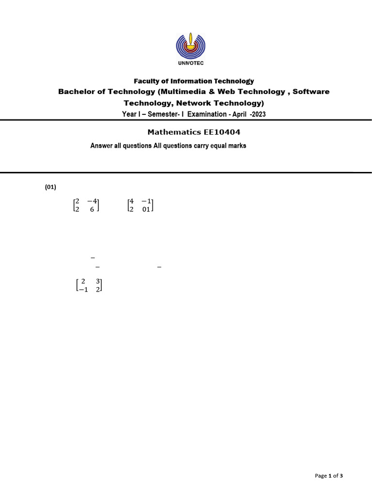 Mathematics for ICT Special Repeat | PDF | Arithmetic | Numbers