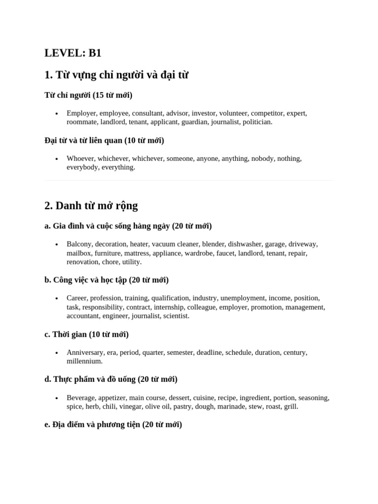 LEVEL B1 | PDF | Cooking | Cuisine