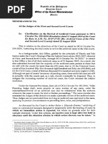 Memorandum dated 09.19.24 Re Clarification on the Revival of Archived Cases pursuant to OCA Circular no. 259-2024 dtd Aug. 22, 2024