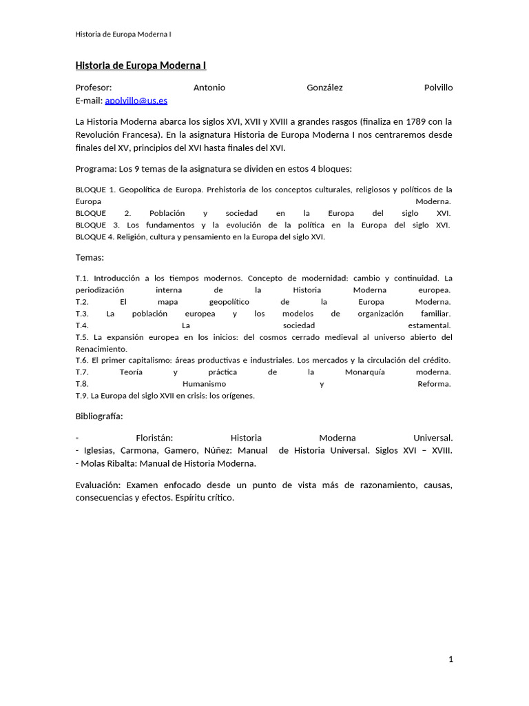 Historia de Europa Moderna I | PDF | Casa de los Habsburgo | Santo ...