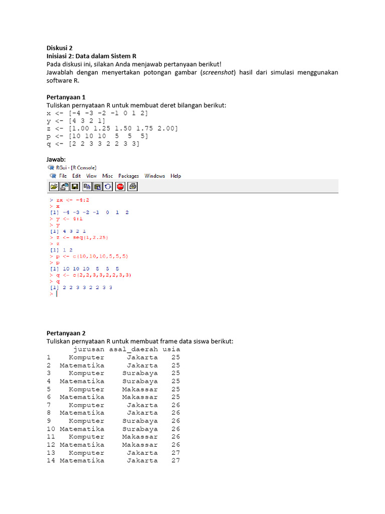Simulasi Data dan Frame di R | PDF