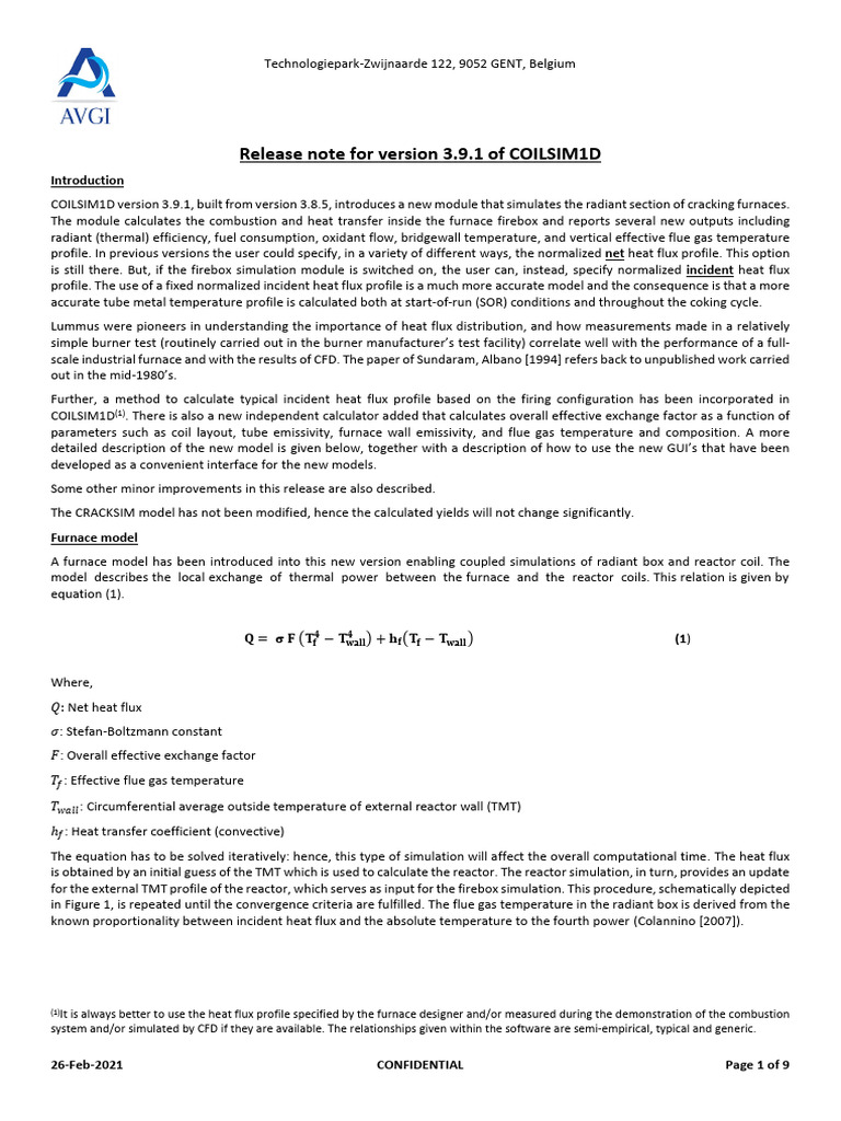 COILSIM1D Version 3.9.1 Release Notes | PDF | Heat | Temperature