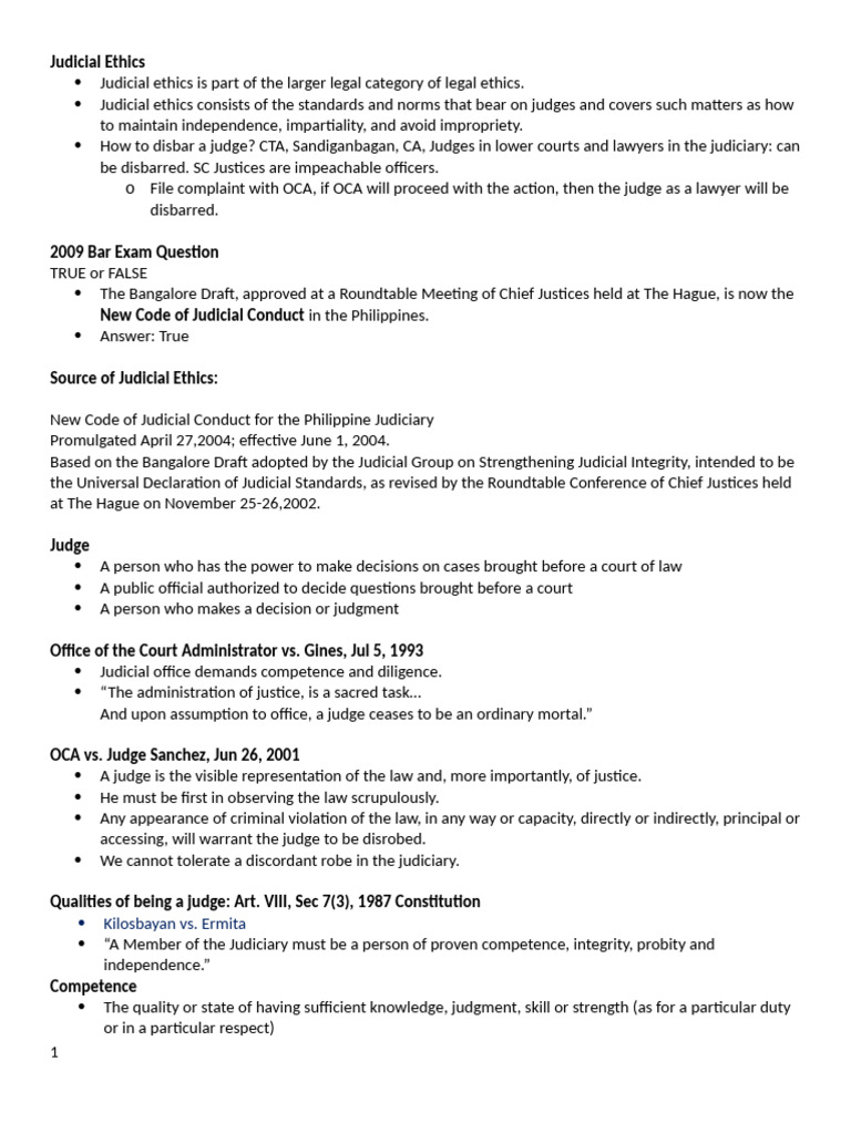 Understanding Judicial Ethics Standards | PDF | Judgment (Law) | Precedent