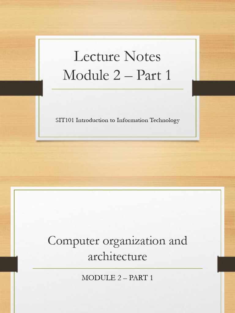 Lecture - Module 2 - Part 1 - Computer Organization and Architecture ...