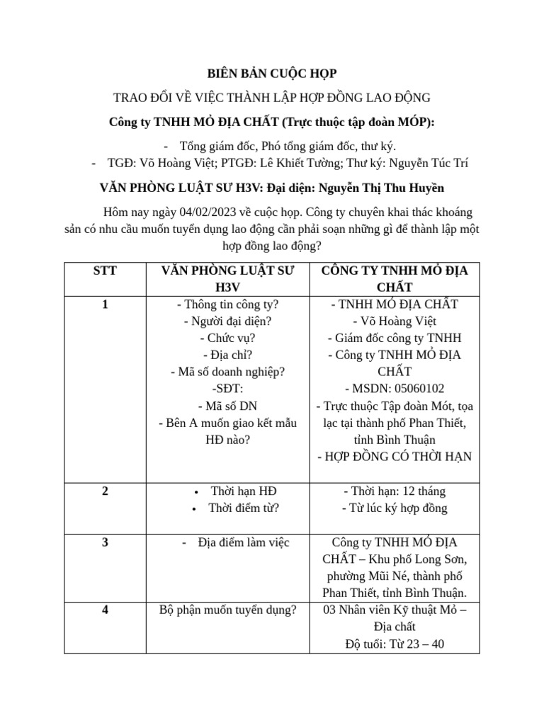 BIÊN BẢN CUỘC HỌP | PDF