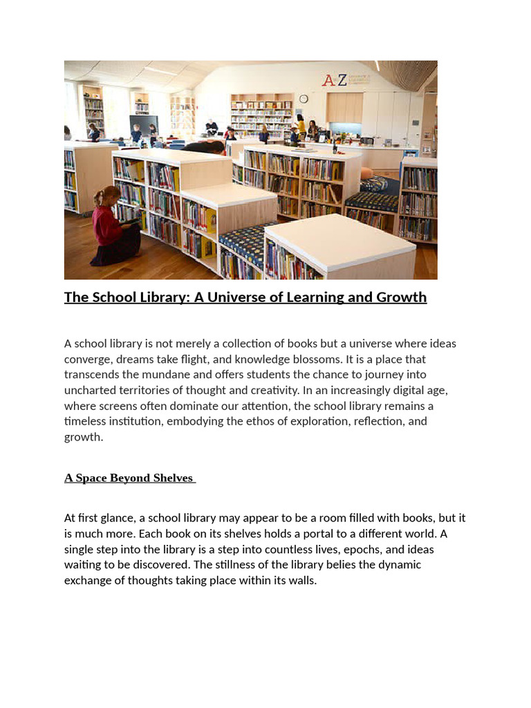 School Library: A Hub of Learning | PDF | Poverty | Poverty & Homelessness
