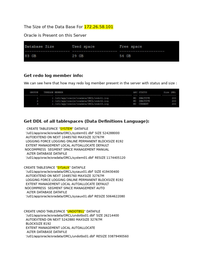 Details of The DB - Server | PDF | Databases | Oracle Corporation