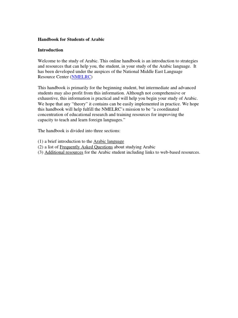 Handbook For Students of Arabic | PDF