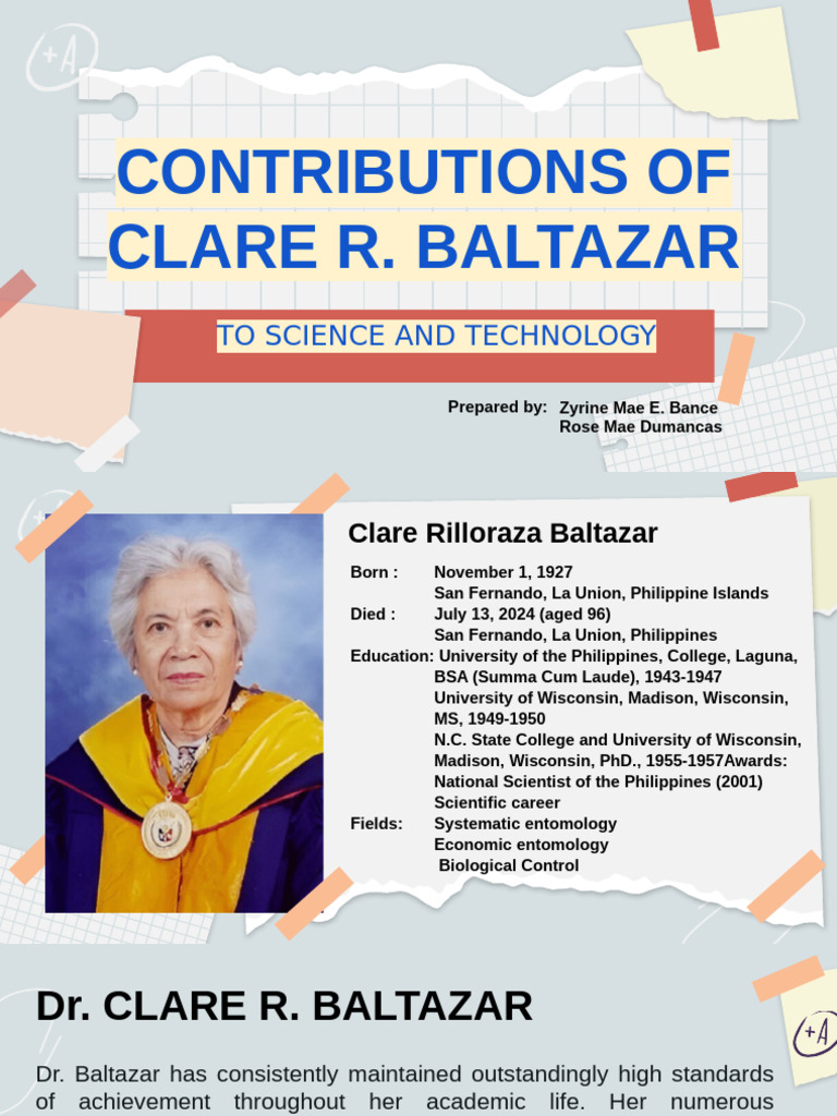 Clare R. Baltazar: Pioneer in Entomology | PDF | Insects | Insects And ...