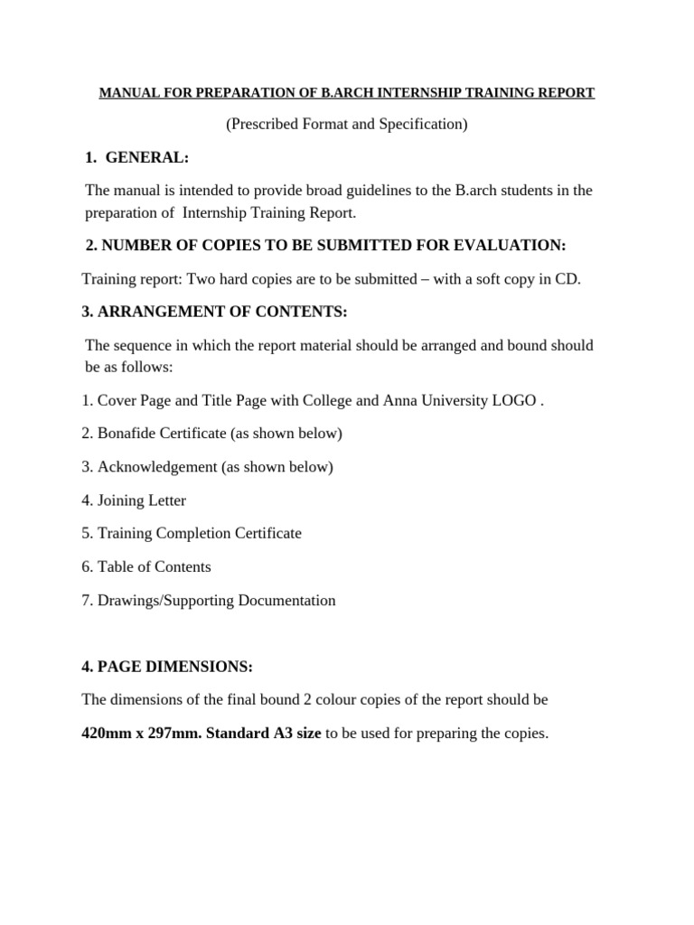 Manual For Preparation of Internship Training - Withobservations | PDF