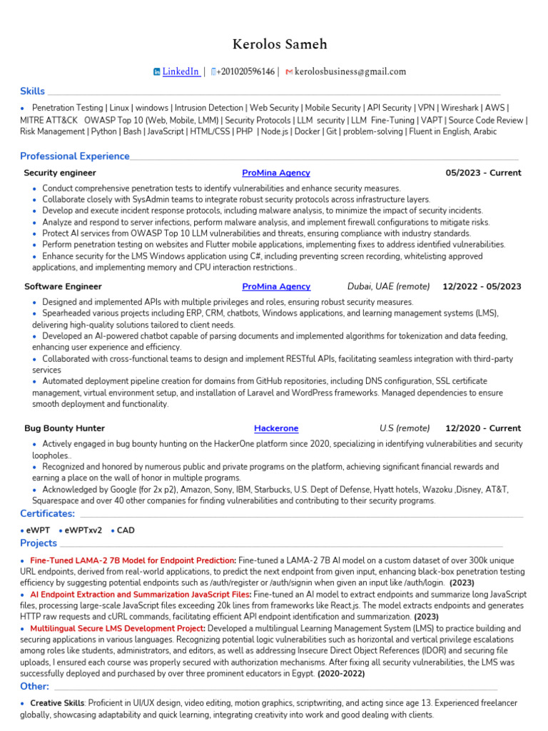 Cybersecurity Engineer Resume Overview | PDF | Computer Security | Security