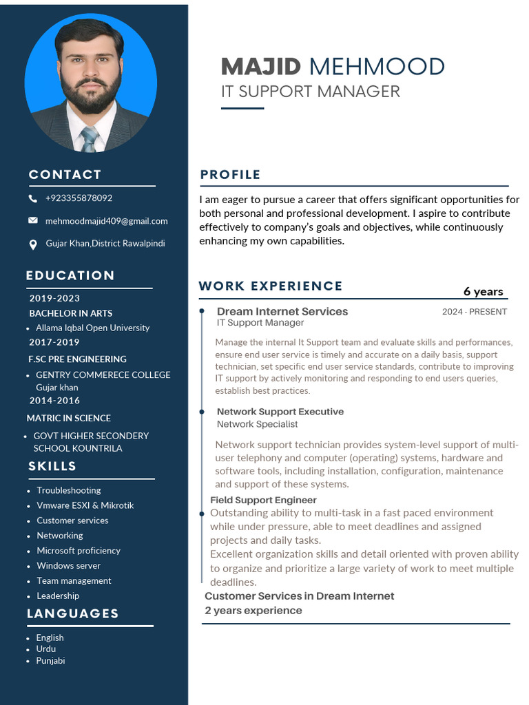 IT Support Manager Profile and Skills | PDF