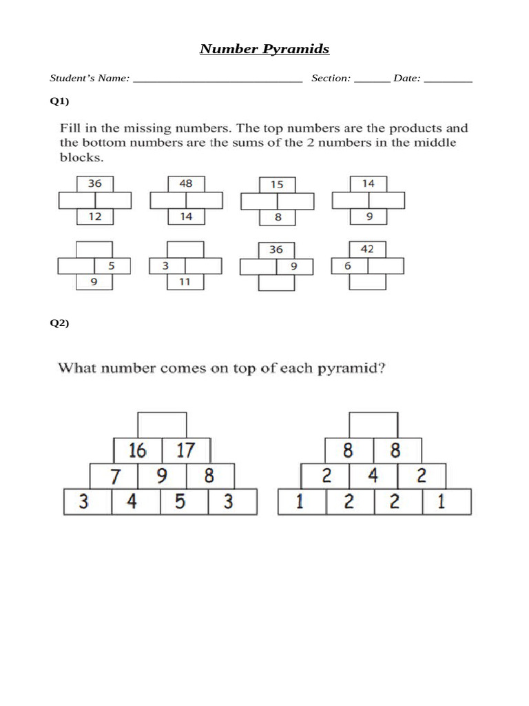 Number Pyramids-1 (1) | PDF