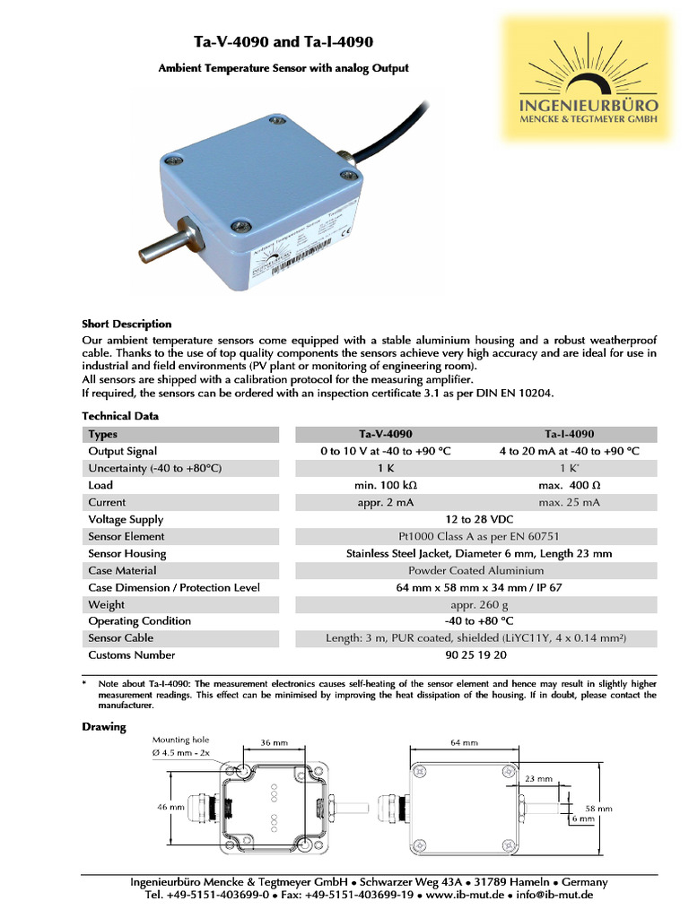 Ambient Temp Sensor Pdf Sensor Electrical Components