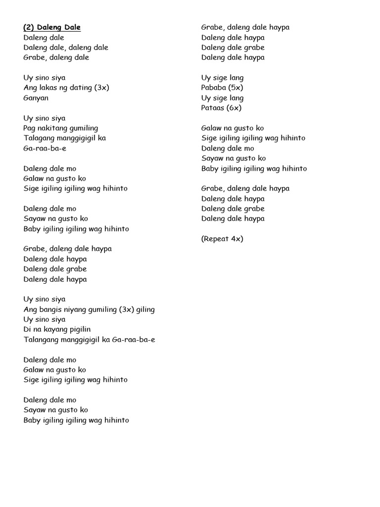Daleng Dale Lyrics Pdf