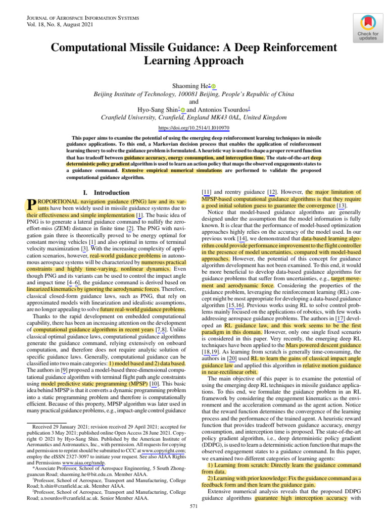 Deep RL for Missile Guidance Systems | PDF | Applied Mathematics