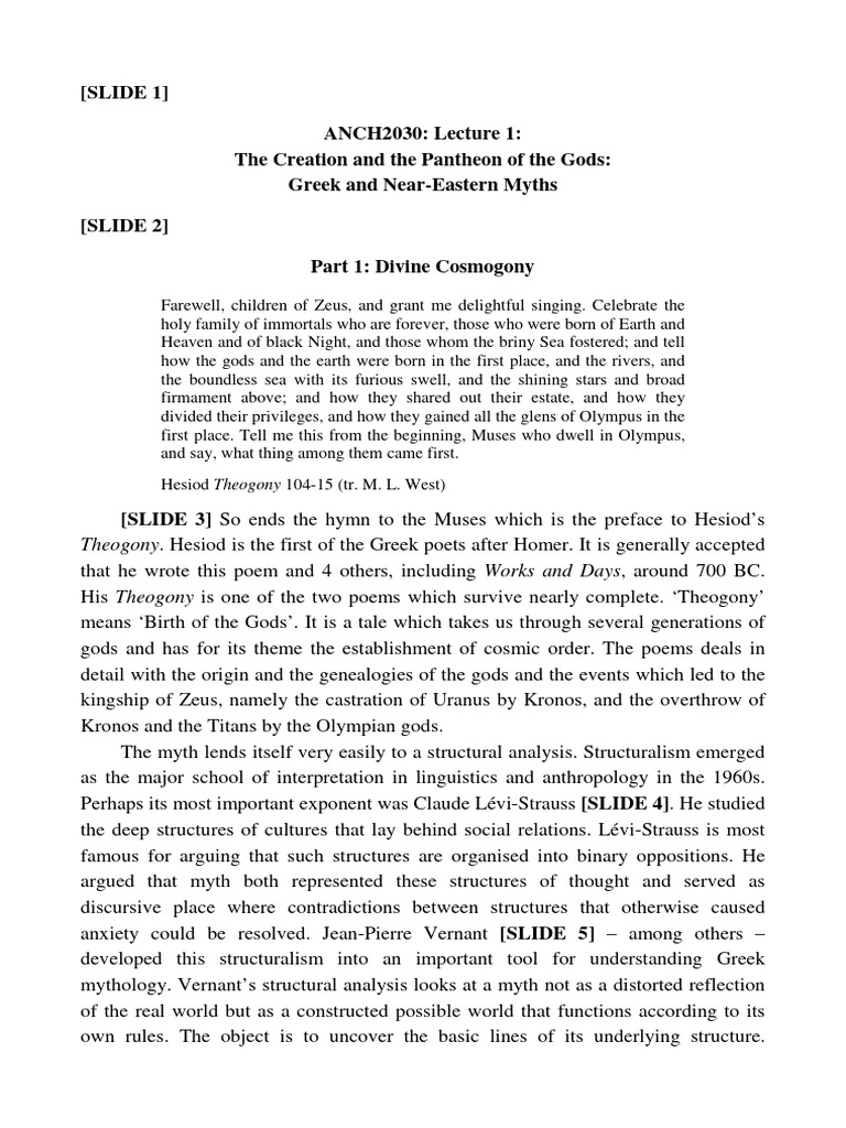 ANCH2030 Week 2 Lecture 1 Creation of The Gods LECTURE TEXT | PDF ...